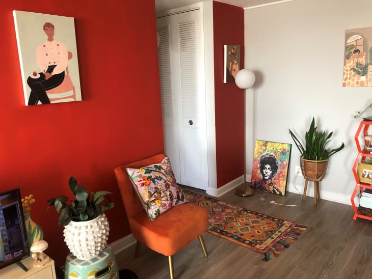 View of Warm Paint Colors and Art in a Rental Apartment | Apartment Therapy